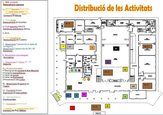 Plano de distribución de las actividades de la Feria de entidades