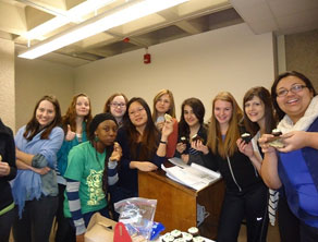 Learners of Spanish having a potluck. Picture taken by the author in 2013